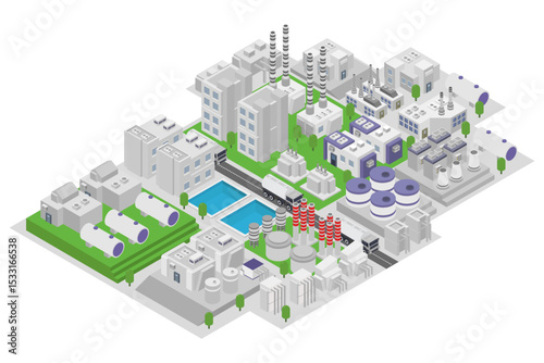Hydroelectric power station isometric