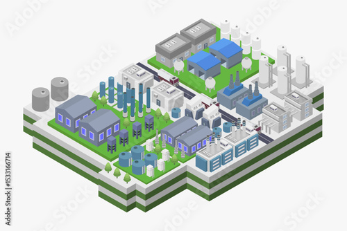Chemical oil refinery isometric