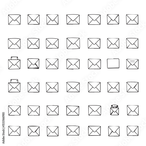 Hand drawn envelope icons collection for website