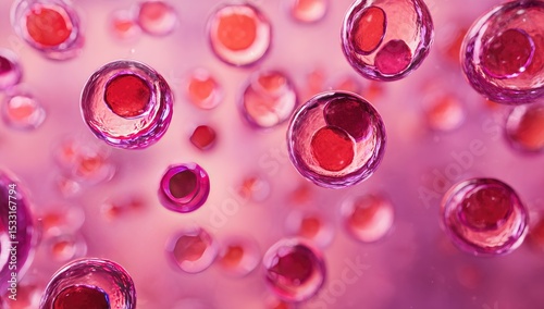 Floating, round, pink cells