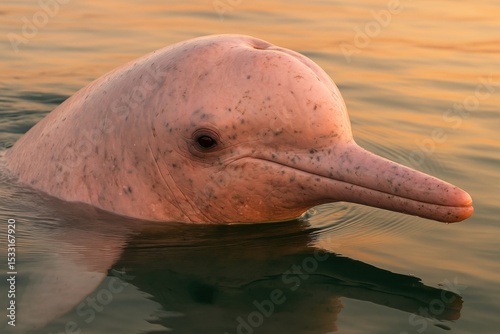 A Chinese White Dolphin Sousa chinensis – pink adult in its natural habitat, AI-generated ultra-realistic image photo