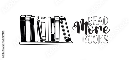 Read More Books - Motivational Bookshelf Illustration