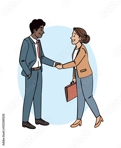 Business Partnership Agreement Illustration: Professional Handshake