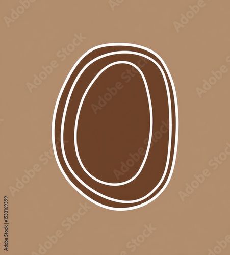 Abstract brown and beige oval layered design on a muted background