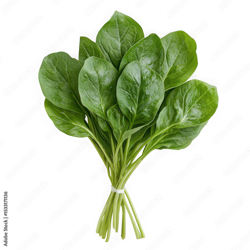 Fototapeta premium Fresh bunch of green spinach leaves isolated on a transparent background
