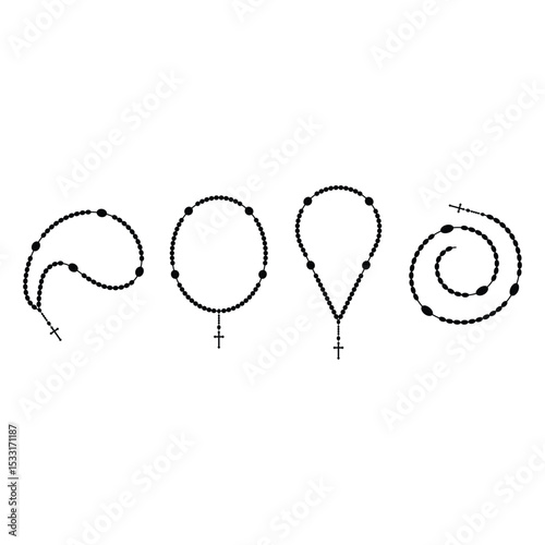 Rosary Beads Icon Vector Design.