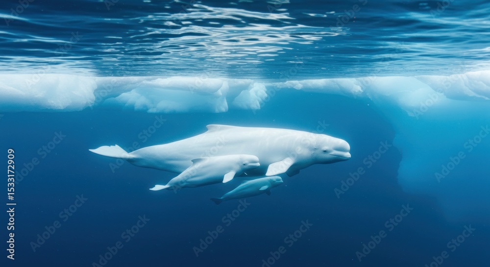 Fototapeta premium White whale swimming underwater