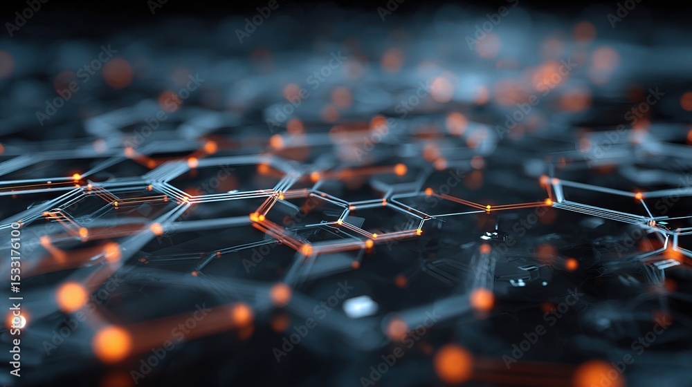 Obraz premium Abstract 3D Geometric Connections in High-Tech Mesh Visualization