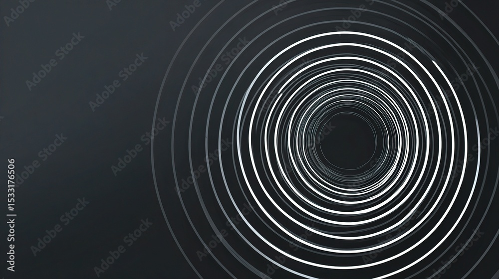 Fototapeta premium Modern Design with White Concentric Rings on Dark Charcoal Background