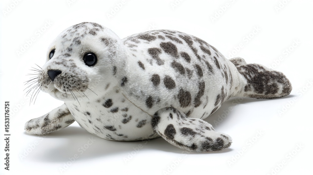 Obraz premium Adorable seal plush toy with realistic features. A cuddly companion for children and adults. Perfect for sea animal enthusiasts and collectors.