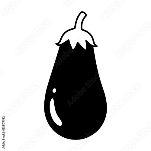 Black silhouette of eggplant in minimalistic style  