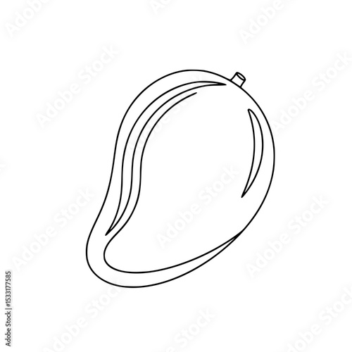 Outline illustration of a mango in minimalistic black and white design  