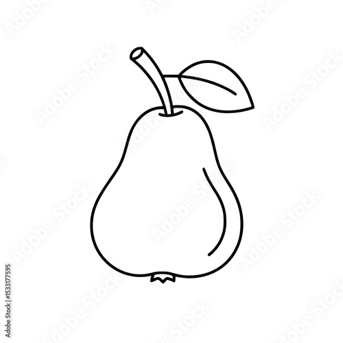 Outline of a pear fruit in simple black and white design  