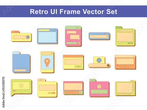 Flat UI Web Elements and Browser Window Frame Illustration set
