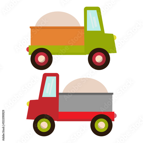 green and red construction truck