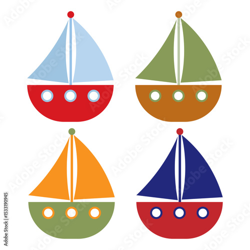 Set of simple boats illustration