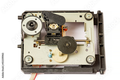 The CD reader components, including radio components, connectors, sockets and a central processor microchip, are mounted on an electronic board.