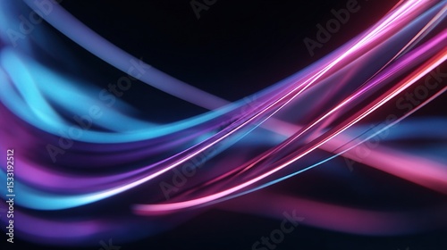 Blurred Neon Waves in Digital Abstract Background for Wallpaper