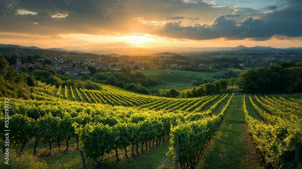 custom made wallpaper toronto digitalScenic Vineyard Landscape at Sunset: A Peaceful View of Nature's Beauty