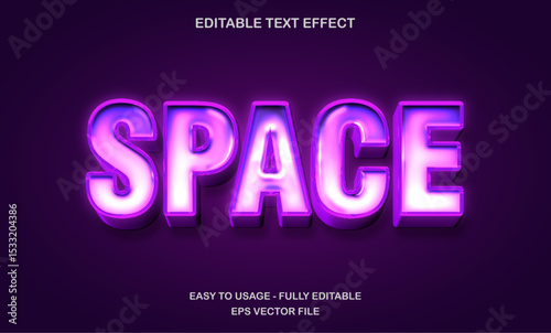 Space text, editable text effect template, 3d bold futuristic shiny neon light typeface