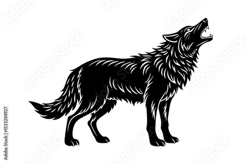 Howling wolf vector silhouette art
