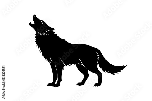 Howling wolf vector silhouette art