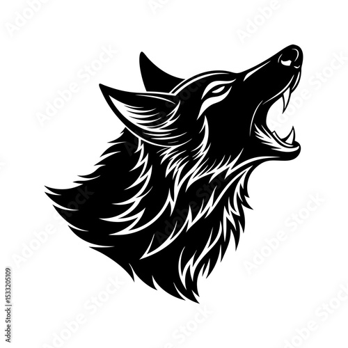 Howling wolf head vector silhouette art