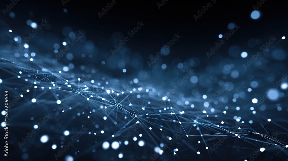 Fototapeta premium Abstract Science Background with Dots and Lines in Dark Space
