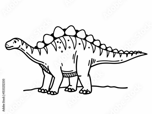 Stegosaurus Dinosaur Coloring Page Prehistoric Reptile Illustration