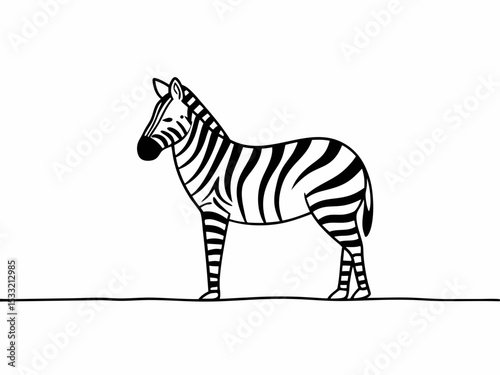 Striped Zebra Illustration African Wildlife Line Art
