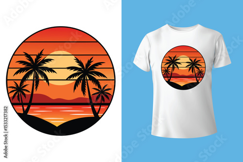Summer t-shirt design, summer vintage t-shirt design, summer beach t-shirt template color, T-shirt design