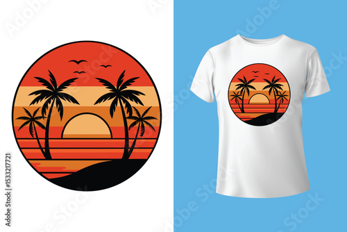 Summer t-shirt design, summer vintage t-shirt design, summer beach t-shirt template color, T-shirt design