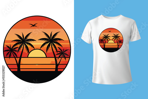 Summer t-shirt design, summer vintage t-shirt design, summer beach t-shirt template color, T-shirt design