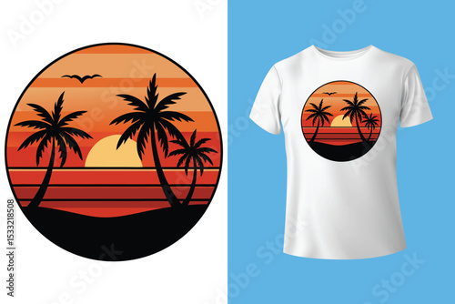 Summer t-shirt design, summer vintage t-shirt design, summer beach t-shirt template color, T-shirt design