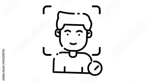 Looping face ID line animation ideal for biometric apps, access authentication, security checks, and identity validation UI.