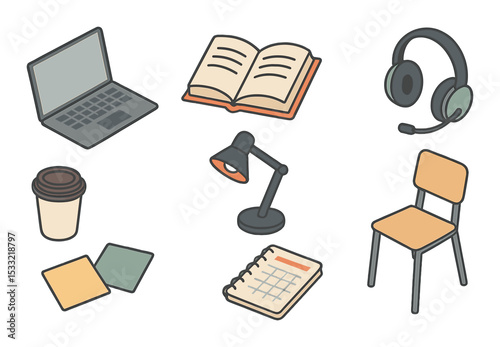 Computer technology icons set – linear, gadget and electronic device symbols