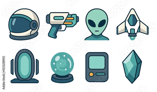 Casino and gambling icons set – flat game, betting and entertainment symbols