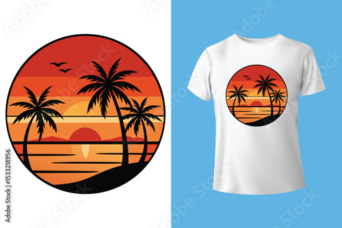 Summer t-shirt design, summer vintage t-shirt design, summer beach t-shirt template color, T-shirt design