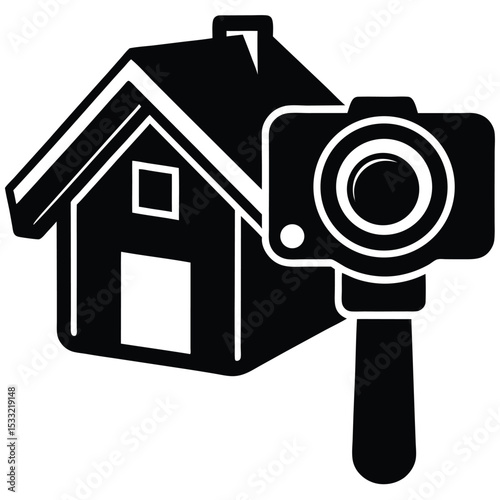 Real estate agent element isolated inspection camera on white background