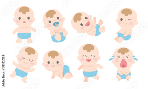 Baby illustration flat cute vector