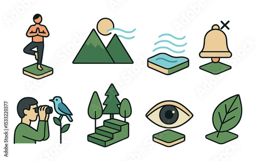 Virtual reality gadgets icons set – 3d, immersive and tech symbols