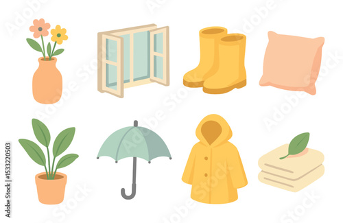 Holiday feast icons set – flat, festive food and drink celebration symbols