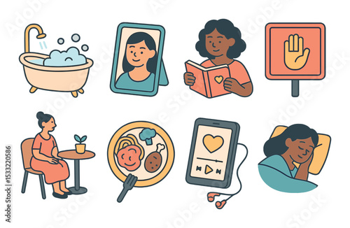 Leisure and activity icons set – flat, lifestyle and recreation symbol collection