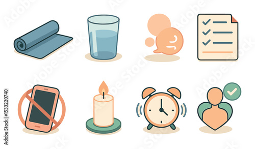 Cozy home decor icons set – flat style essentials for interior design and comfort