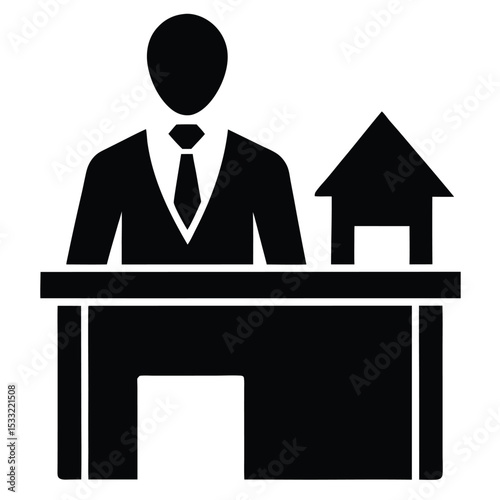 real estate agent element isolated office desk on white background