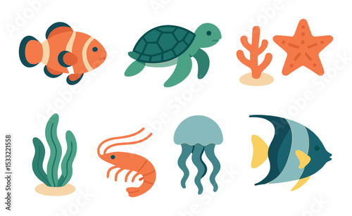 Wildlife animals icons set – flat, fauna and nature symbols for digital use