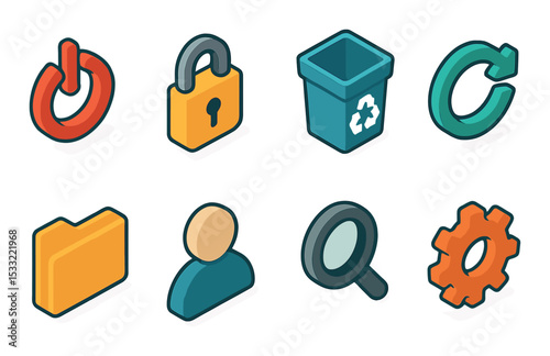 Construction tools icons set – 3d, equipment and building design elements
