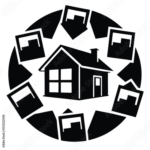 real estate agent element isolated printed photos on white background