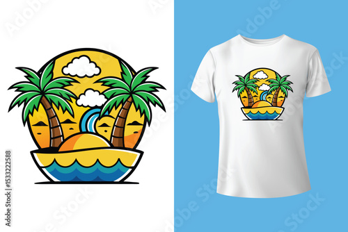 beach van with surf board, Long beach, summer vibes hand draw, Palm tree vector. Beach holiday time. Surfing paradise art print t-shirt design. Long beach, summer vibes hand draw, Hawaii, Aloha surf.