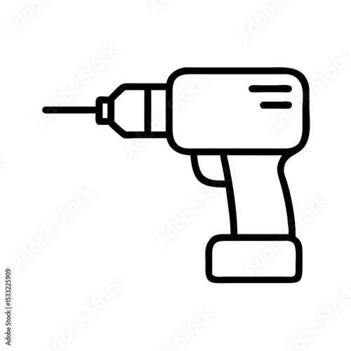 Cordless electric drill with a drill bit in minimalist style  